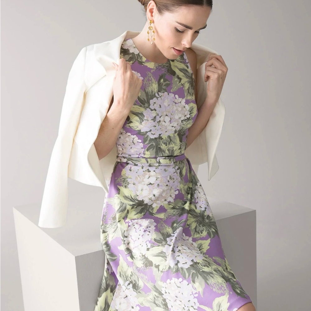 NWT WHBM Fit & Flare Scuba Knit in Hydrangea Jardin Sz 10